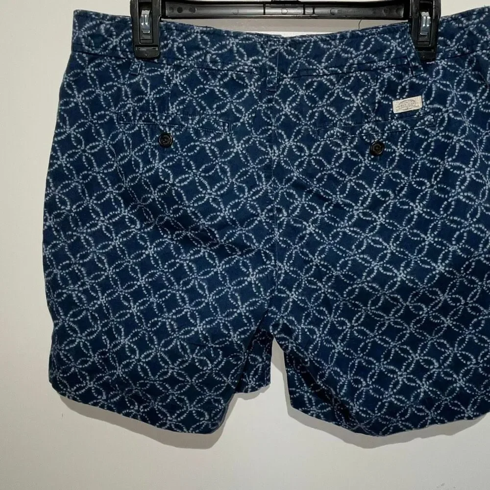 Lauren Jeans Co. Women's Blue‎ Geometric Drawstring Cotton Casual Shorts Size 8